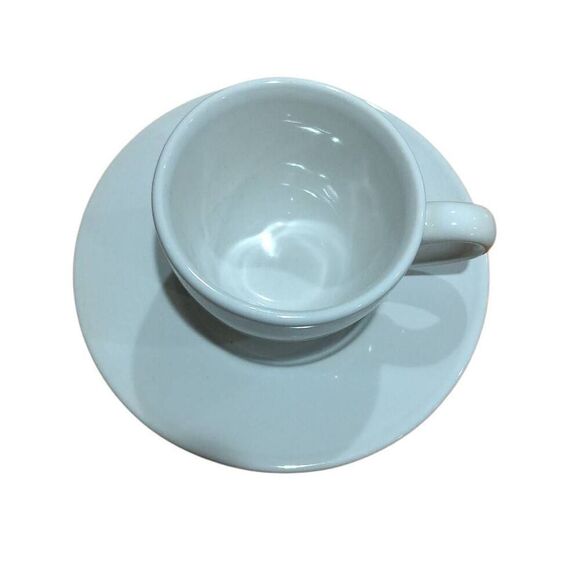 2 Krups Espresso Cup Sets, 4 2 1/2 Espresso Cups with Saucers, White Stoneware. - Picture 3 of 10